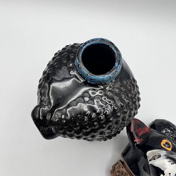 Vtg Redware Black Poodle Figurine Drink Liquor Decanter Kitsch Barware 8" Japan - Picture 8 of 12